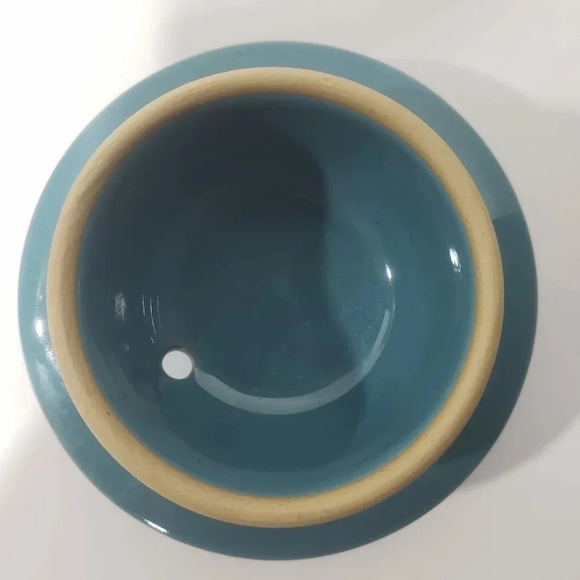 VTG Denby Stoneware Pitcher with  Lid Spring Leaf Design Teal/White. - Picture 6 of 9